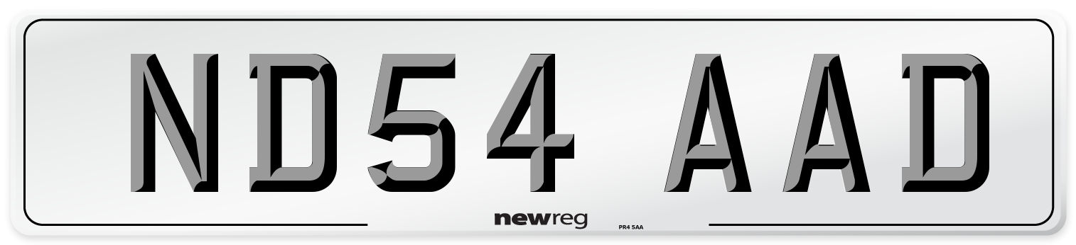 ND54 AAD Number Plate from New Reg